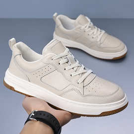 头层牛皮休闲皮鞋男潮板鞋2025春季新款乐福鞋百搭小白鞋厂家直销