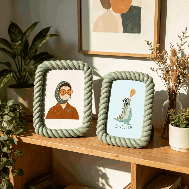Exclusive for cross-border sales: New resin twisted photo frame 4x6, cute desktop vintage picture frame, girly decorative ornament Exclusive for cross-border sales: New resin twisted photo frame 4x6, cute desktop vintage picture frame, girly decorative ornament