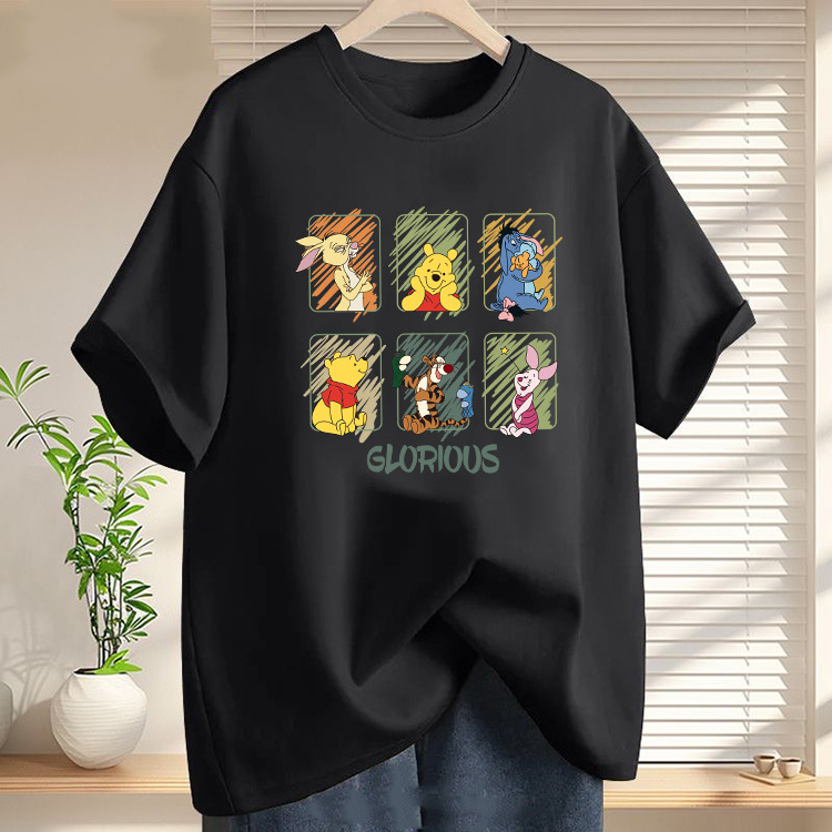 2026 Winnie the Pooh impresión universal comercio exterior inns cuello redondo camiseta de manga corta camiseta casuales blanco T pareja hombre y mujer T