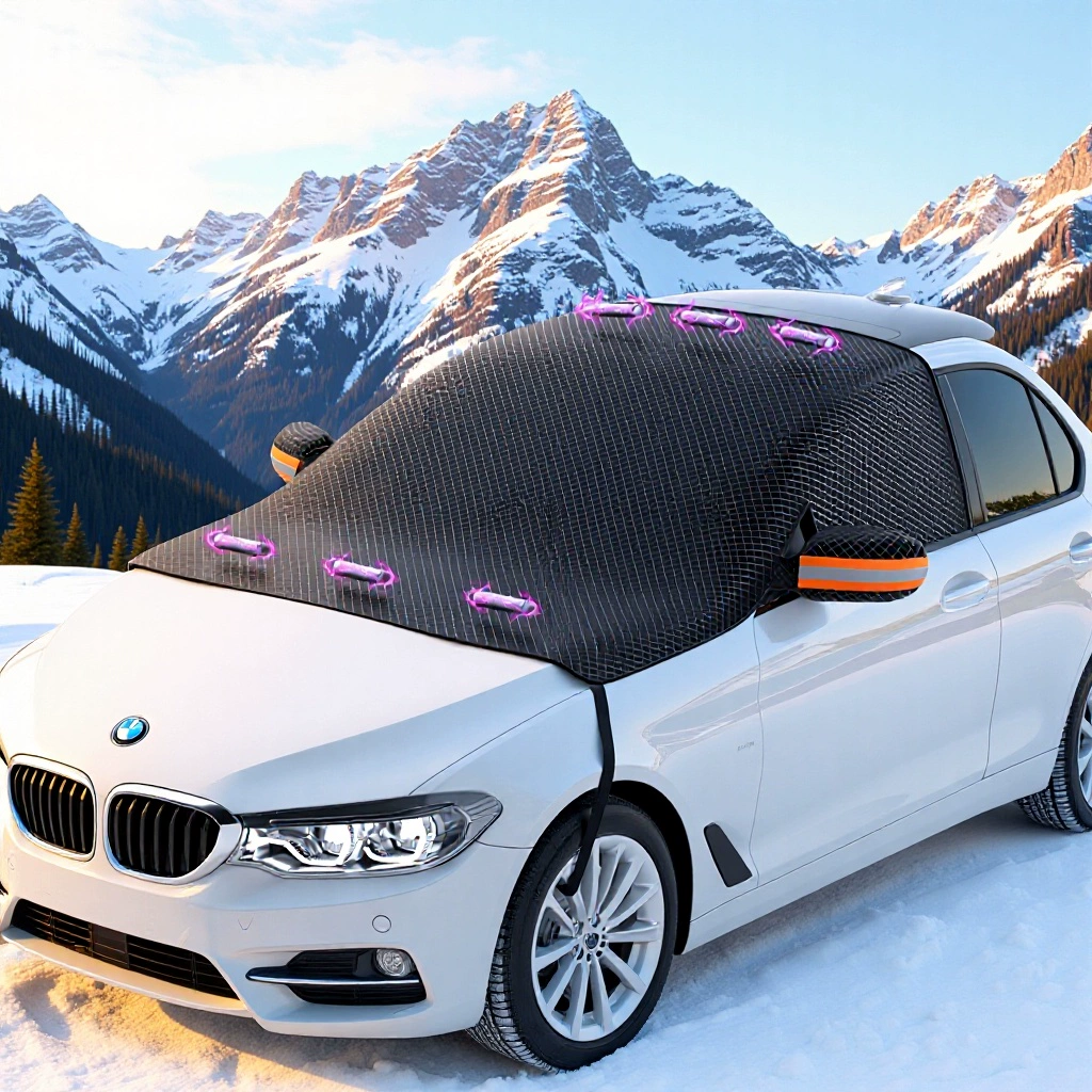 Защитное покрытие для автомобиля от снега и солнца, утолщенное магнитное покрытие для защиты от снега и мороза для крыши, окон и салона автомобиля.
