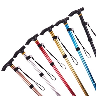 Cross-Border Hot Selling Outdoor Folding Trekking Pole Five-Section Telescopic Elderly Crutches Travel Climbing Crutches Wholesale