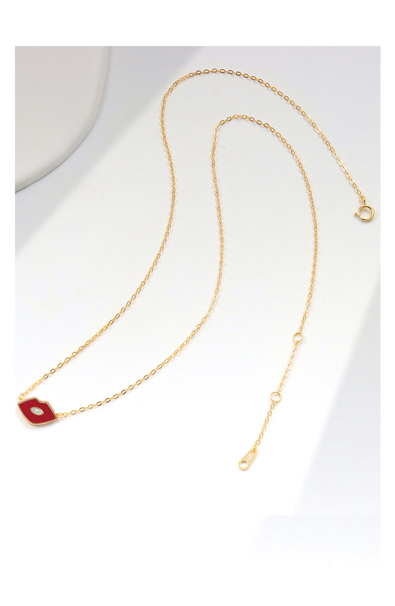 Daily Occasion 925 Sterling Silver Material 925 Sterling Silver Cable Chain Plating Lips Pendant Necklace