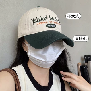 复古拼色棒球帽女新款弯檐显脸小软顶情侣帽子秋冬韩版百搭鸭舌帽