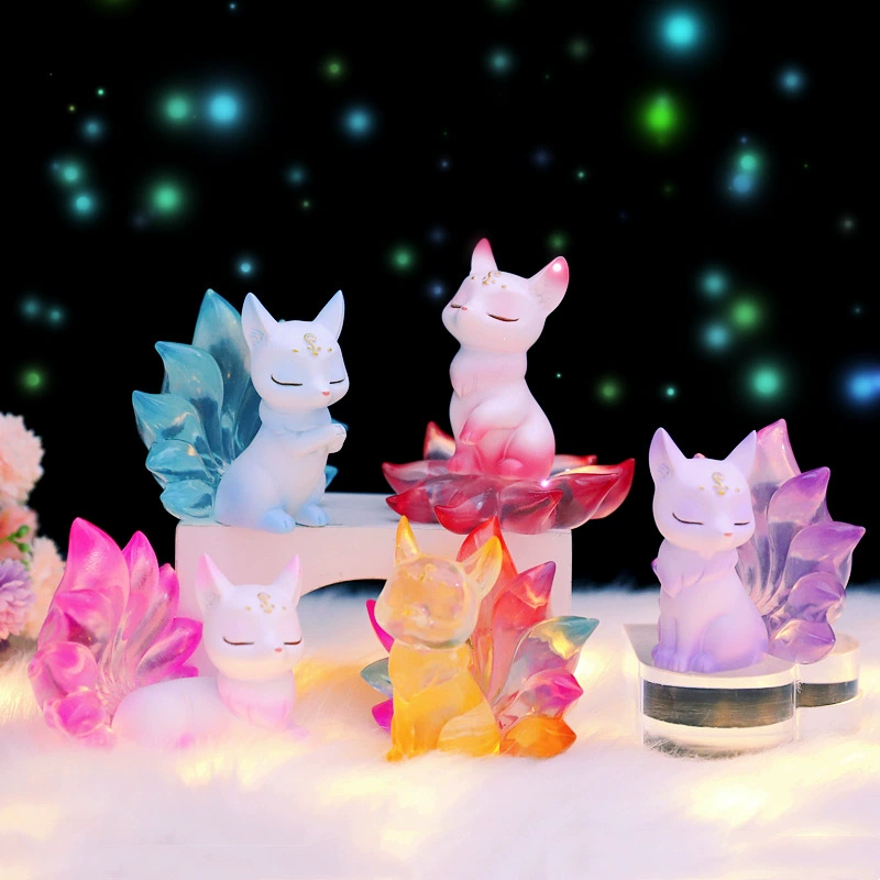 doll (tushan) nine-tailed fox blind box, resin collectible figure, 10.5×10.5×11.5 cm