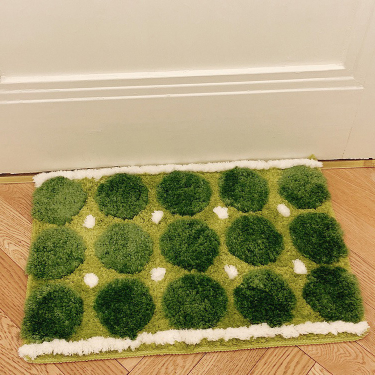 苔藓植绒地毯簇绒洗手间门口吸水防滑地垫家用加厚防滑高低毛地垫|undefined