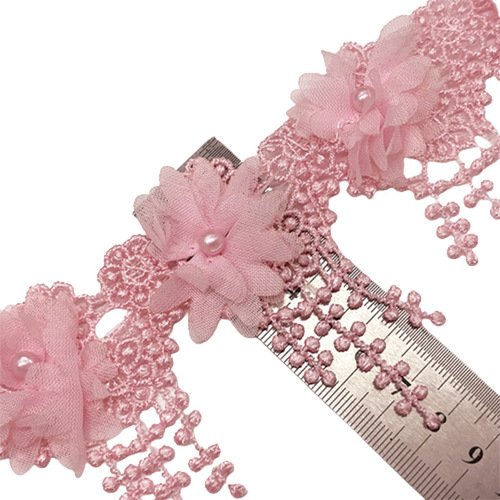 15yard pink white lace embroidery flowers ribbon trim for DIY Sewing wedding dresses headdress tablecloth curtain lace garment DIY Craft accessories