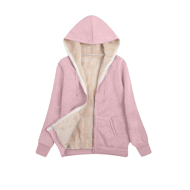 Damen Plüsch Strickjacke Mit Kapuze Winter Kapuzenpullover Jacke_voghion.com
