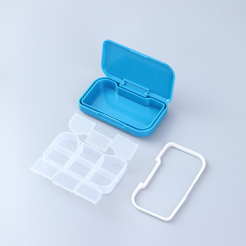 Portable Six-Compartment Sealed Medicine Box Weekly Pill Organizer Storage Box Travel Medication Case