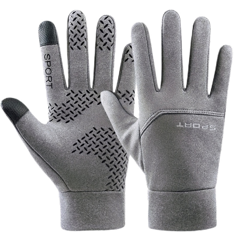 Guantes de gamuza para hombres y mujeres Otoño e Invierno pesca expuestos dos dedos medio dedo forrado de vellón cálido ciclismo guantes de motocicleta