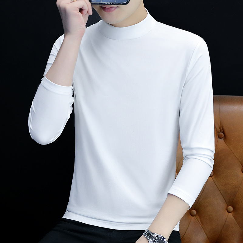 화이트 T192 솔리드 컬러 미드 칼라