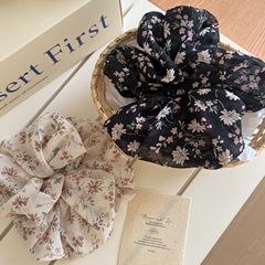 新しいシフォン花柄生地プリーツヘアゴム韓国風ヘアゴムポニーテールヘアロープヘアアクセサリー