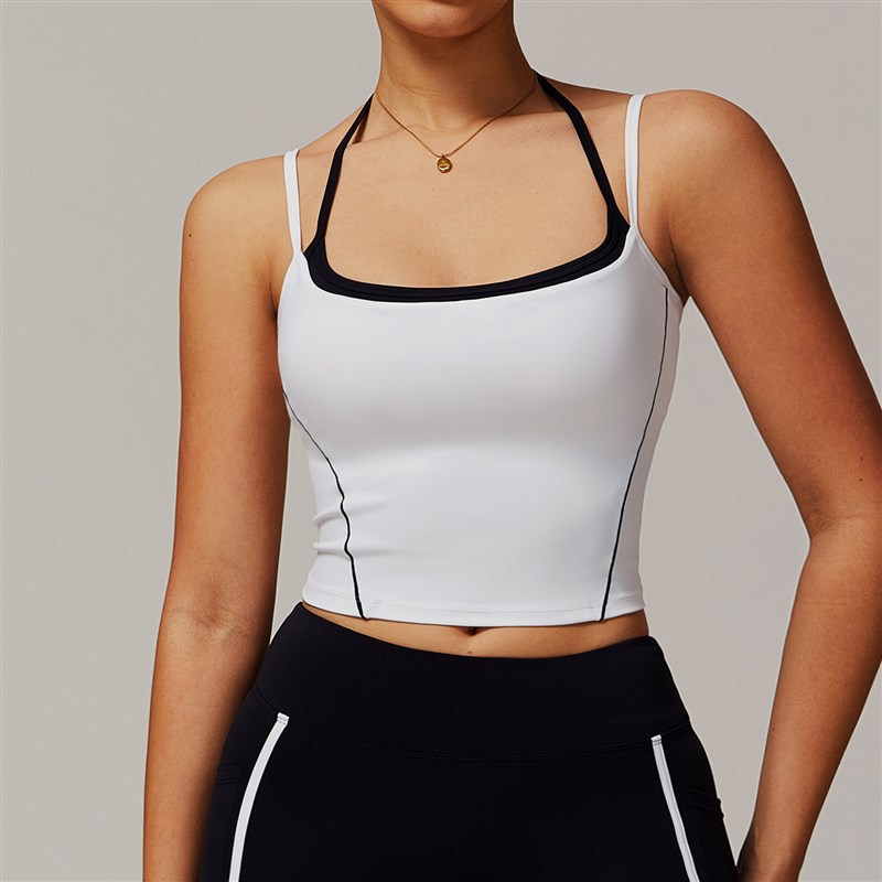 Transfronterizos europeos y americanos mujeres fitness set desnudo apertado al aire libre deportivo líneas de contraste de color casual sling shorts set