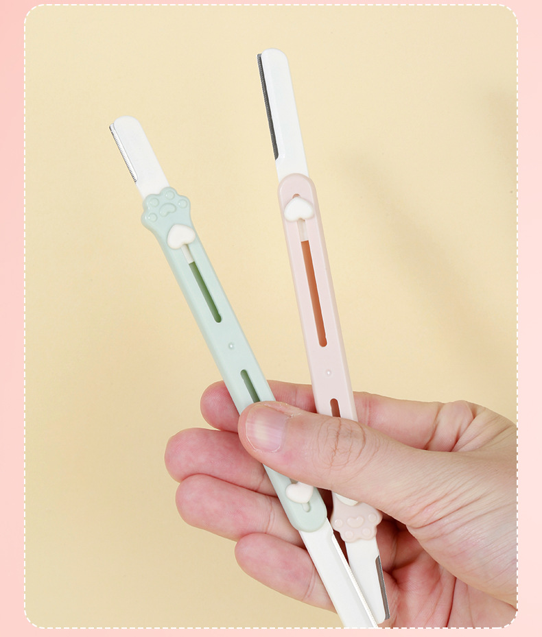 LMLTOP Cat Paw Double-head telescopic eyebrow trimmer with macro lens and protective net stainless steel dual-purpose eyebrow scraper SY304 undefined