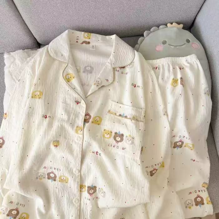 Cartoon al por mayor transfronterizo nubes de algodón pantalones de manga larga pijamas cardigans dulces de alto valor de ropa de hogar conjunto de ropa exterior