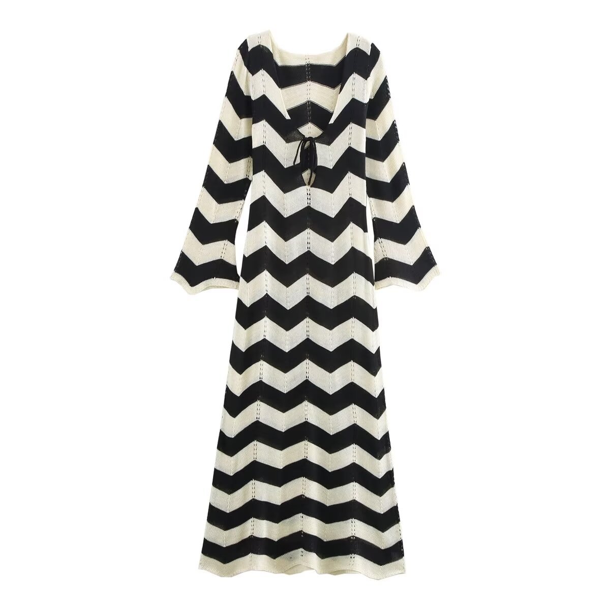 Women's clothing 2024 autumn and winter new fashion temperament wavy lace up long skirt_voghion.com