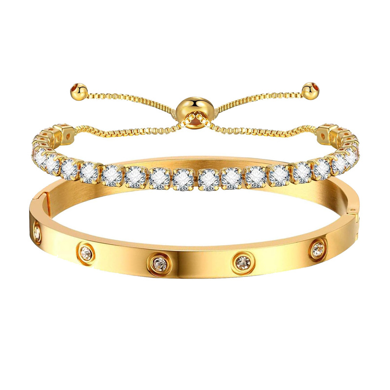 European and American Personalized Fashion Women's Zircon Bracelet Bracelet Combination suit for Mother Lover Friends Sisters Gift European and American Personalized Fashion Women's Zircon Bracelet Bracelet Combination suit for Mother Lover Friends Sisters Gift