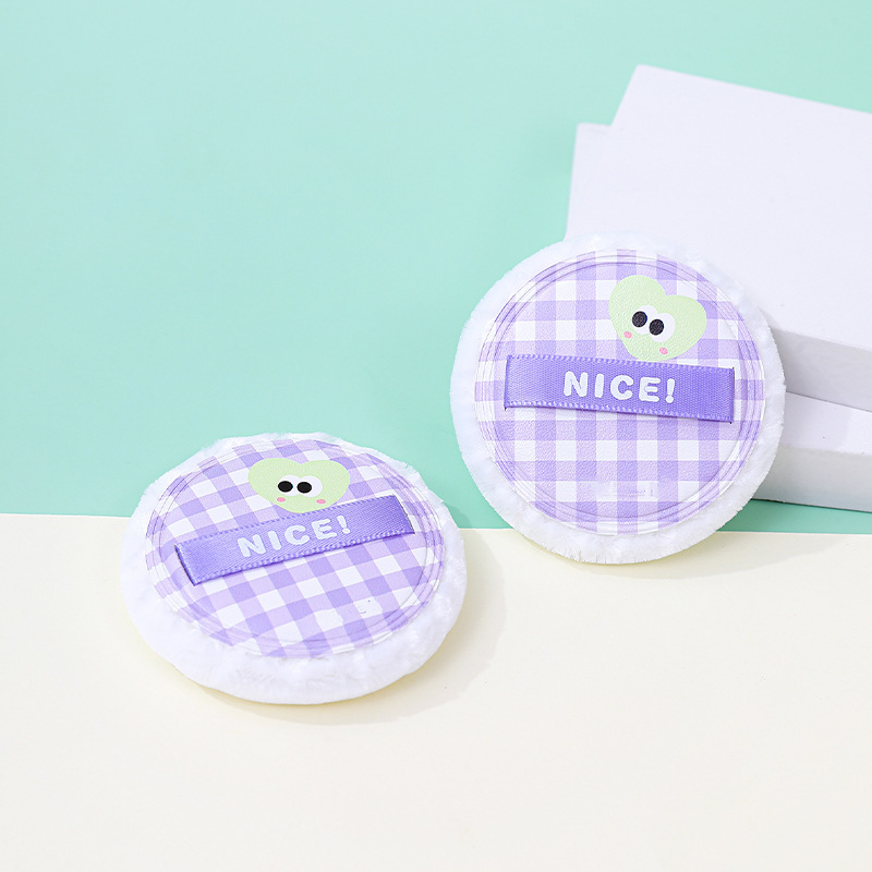 Customizado gran ojo bonito redondo polvo de vello corto no comer polvo de blush grueso polvo de maquillaje polvo de esponja de maquillaje polvo de blush