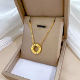 【通体钛钢】圆环LOVE个性极简风炉内真金项链女ins网红锁骨链X20