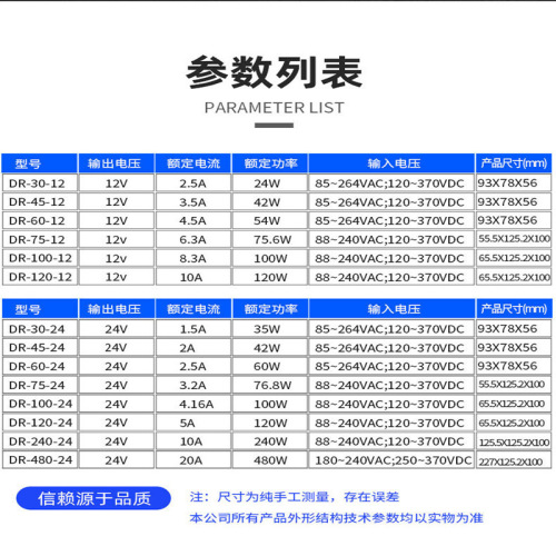 Brand new rail type switching power supply 24V output DC 12v5a full power ultra-thin rail power supply factory direct sale