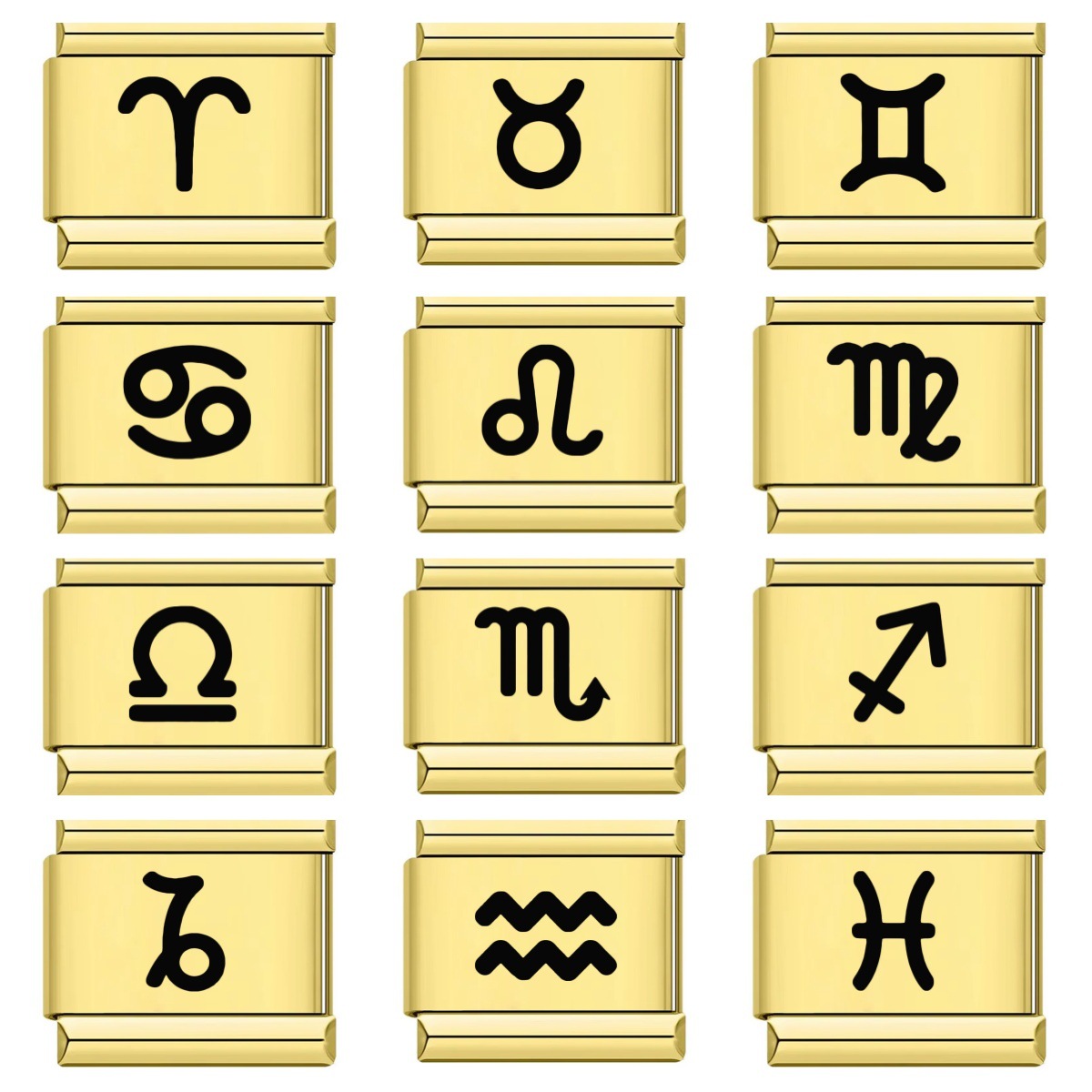 12星座简约图案意大利模块手链 金银色不锈钢DIY拼接弹力表带链