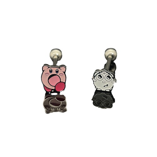 SMTNEK titanium steel welded oil dripping color cartoon image tongue nail stainless steel piercing jewelry