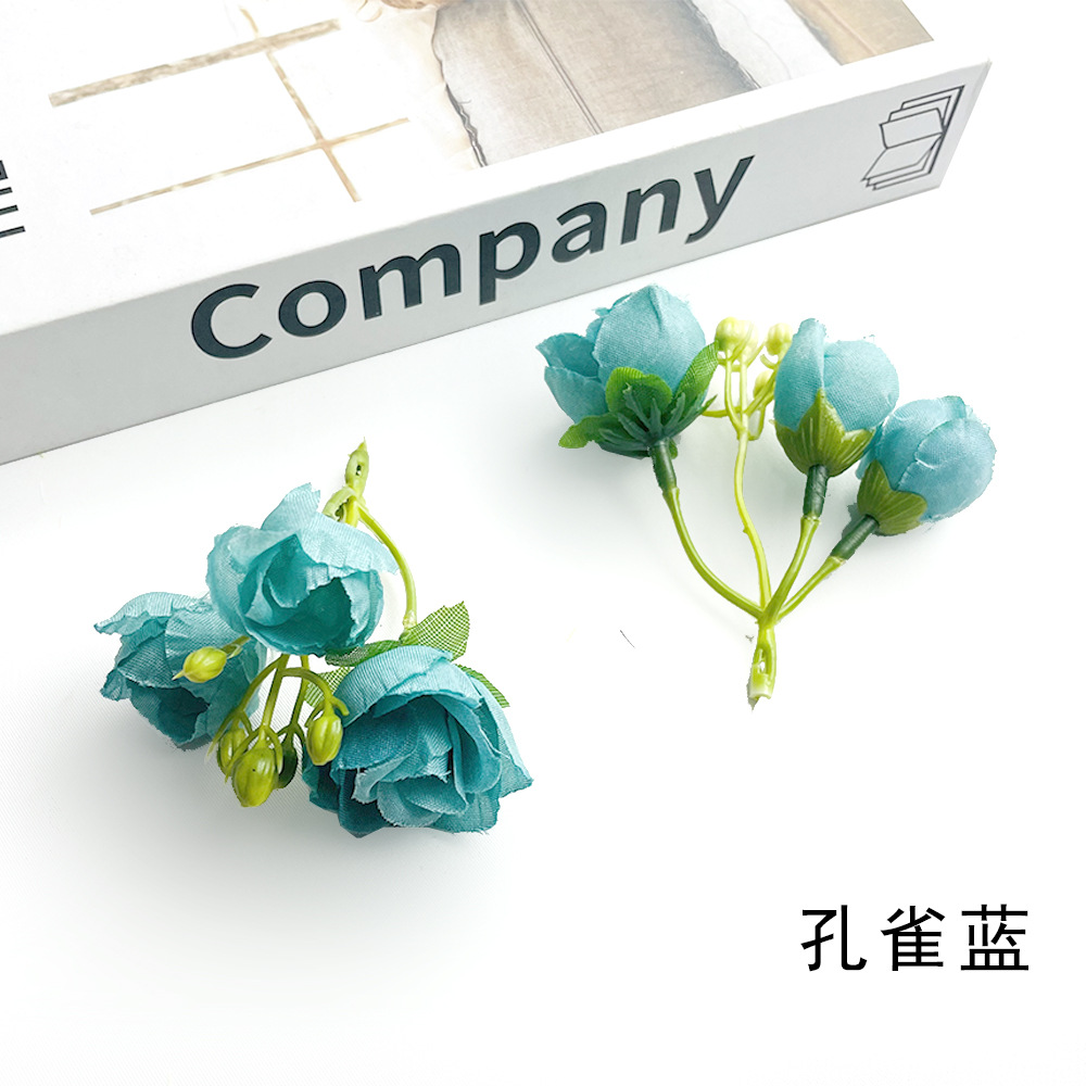 Simulación de 3 pinzas de rosas flores de brotes DIY pinzas de flores accesorios de ropa para la boda pared de flores props de fotografía ins guirlanda