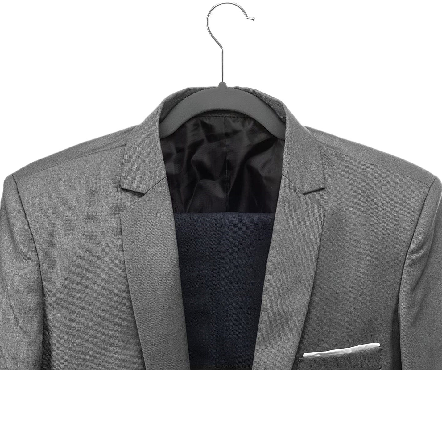 Percha de ropa gris flocado percha de ropa mágica percha de ropa antiarrugas percha de ropa de plástico para adultos flocado percha multifuncional antideslizante