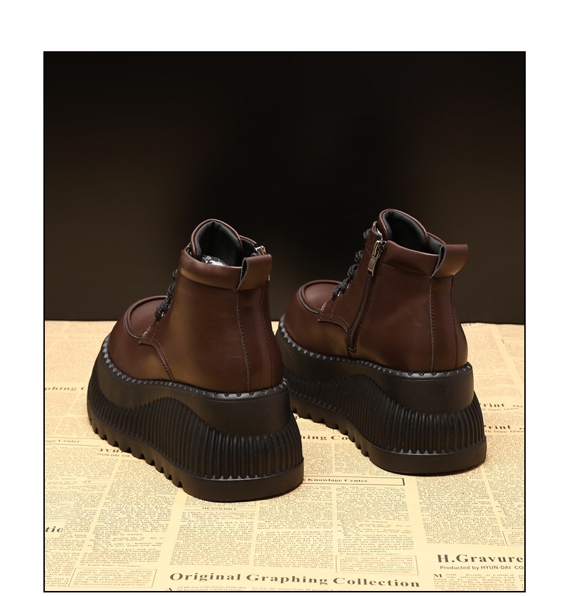 Boot Martin cổ thấp tăng chiều cao đế dày cho nữ — Màu be chi tiết 17
