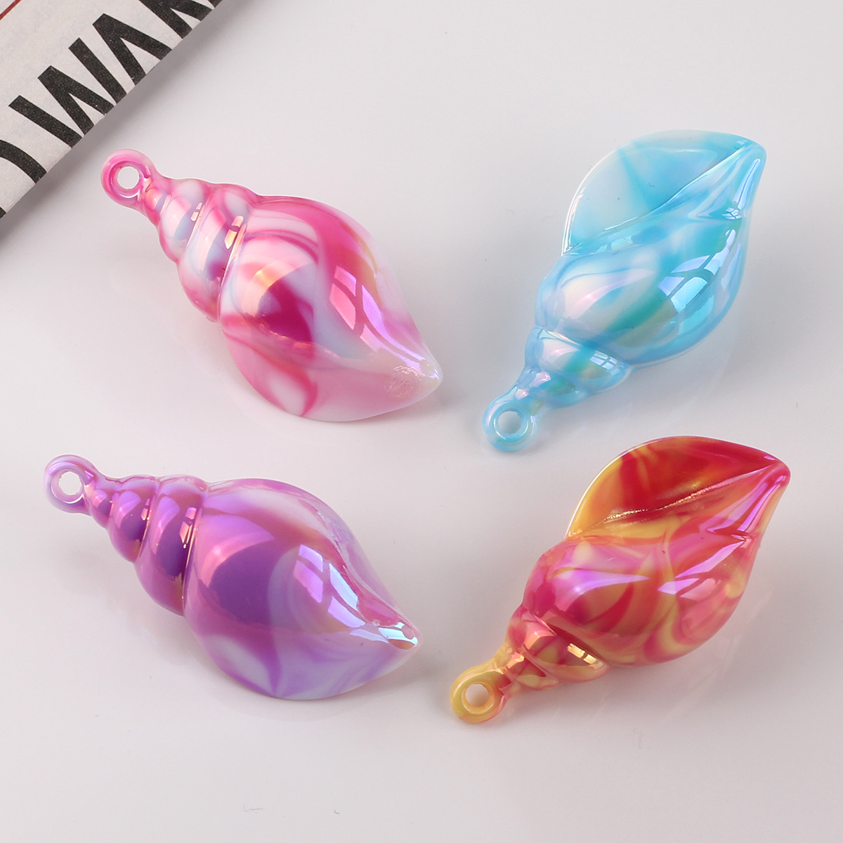 10g Weight Pendant Jewelry Making Type Charms Classification 1 Piece Quantity Acrylic Material Conch Pattern All Seasons Season Plating Design Marine Style Style 1 Piece Acrylic Conch Pendant Charms 1