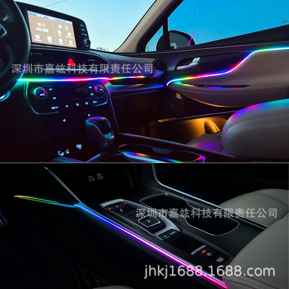 Car interior gas lamp colorful full color colorful hidden ultra-thin acrylic RGB decorative atmosphere lamp suitable for accord