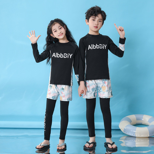 Children's swimsuit, unisex long-sleeve sun protection quick-dry swimming set, for girls and babies, diving suit, parent-child surfing suit