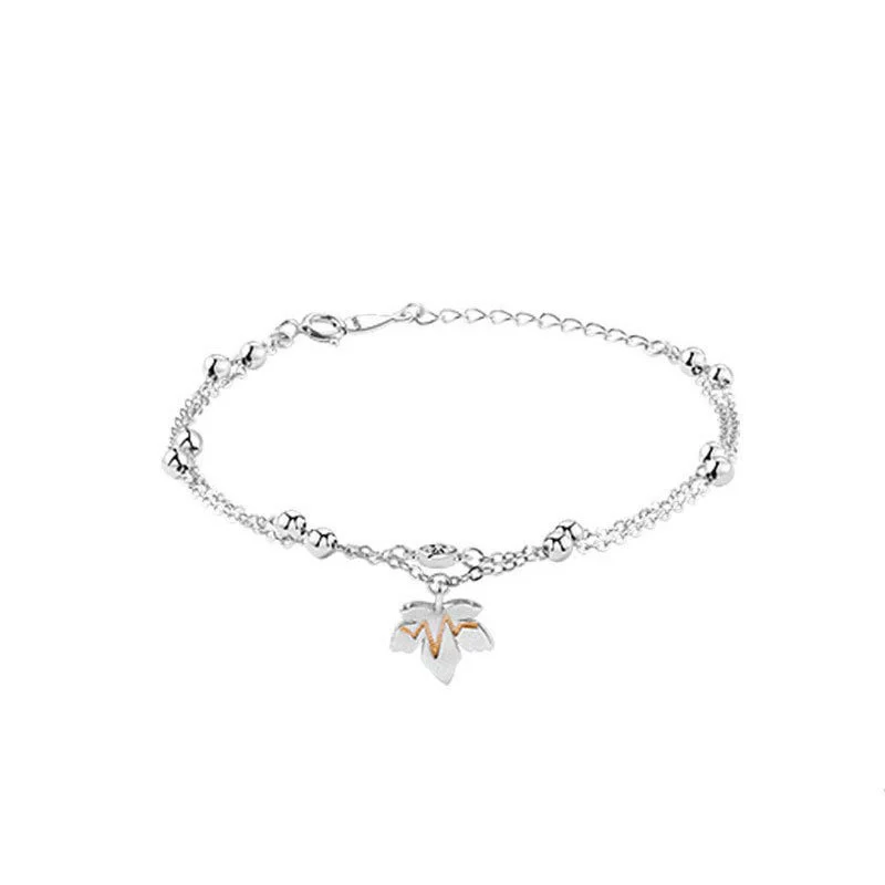 Maple leaf for beloved, bracelet, chain, silver 925 sample