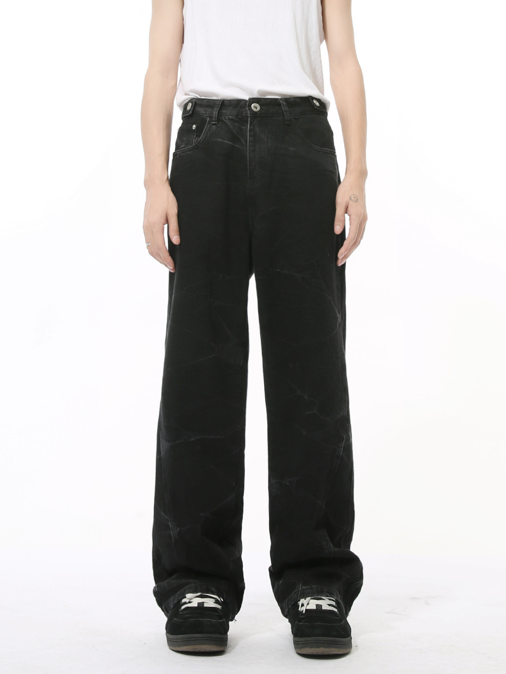 MTLCLOTHES Hombres| Nuevos productos de otoño, pantalones jeans teñidos individuales, pantalones rectos largos y sueltos para hombres y mujeres