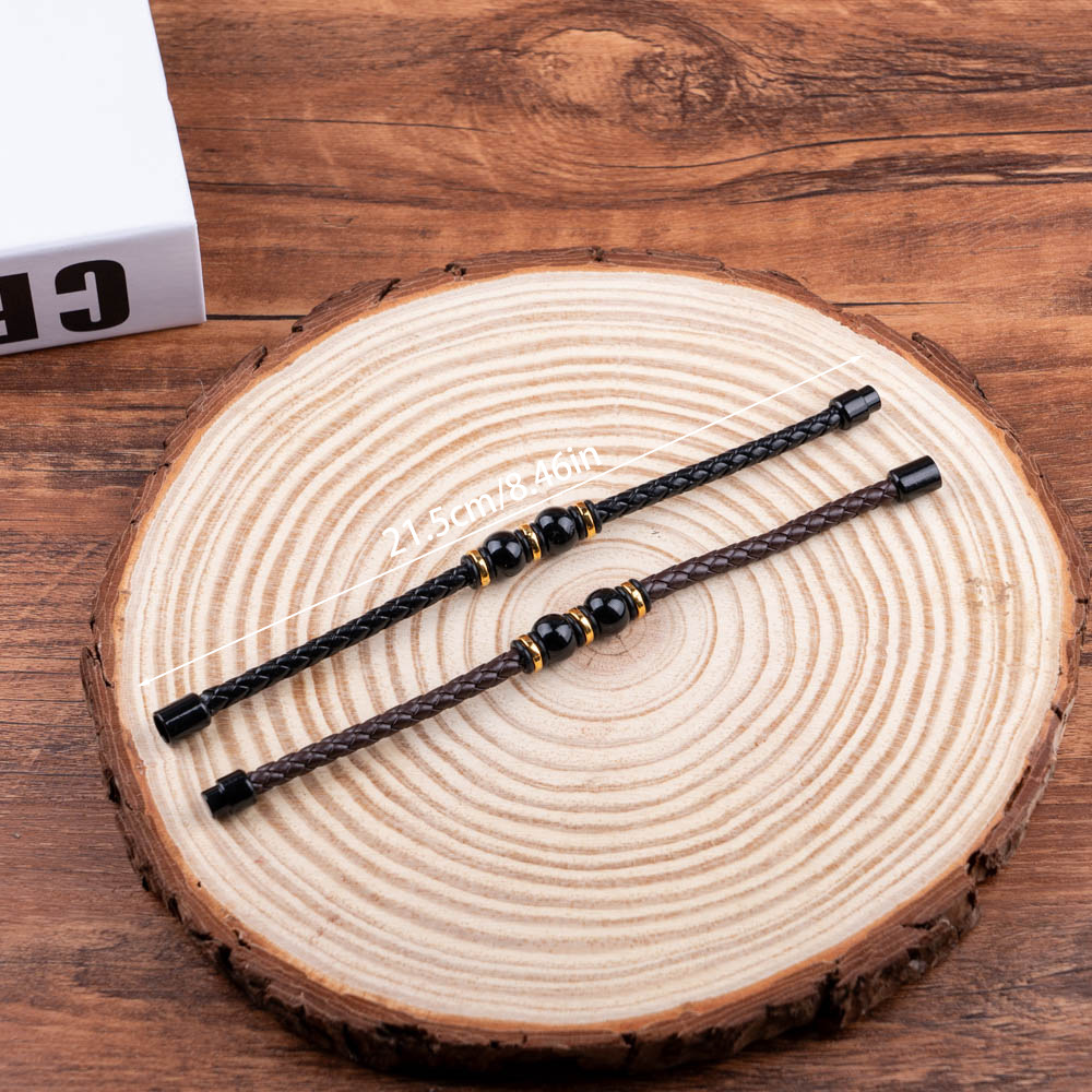 All Seasons Season Retro Punk Solid Color Pu Leather Alloy Men's Bangle Men Cord & Leather Bracelets