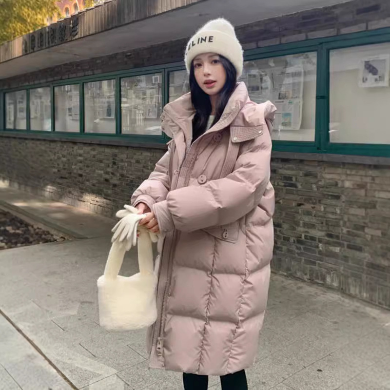 Real Shot of White Goose down Korean Style Fashionable Thickeneded down Jacket for Women Mid-Length 2025 Autumn and Winter New Loose Winter Outwear