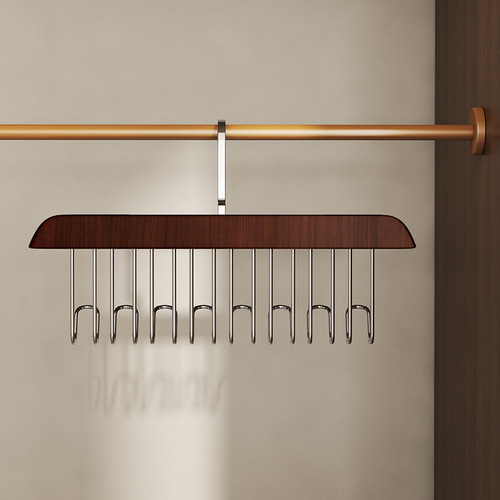 Solid Wood Rack with 8 Hooks Multi-Hook Clothes Rack Underwear Strap Hangable Storage Device Original Wood Retro Clothes Rack