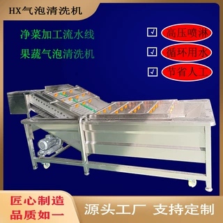 商用果蔬气泡清洗机 大型预制菜加工设备黄瓜油菜气泡净菜流水线