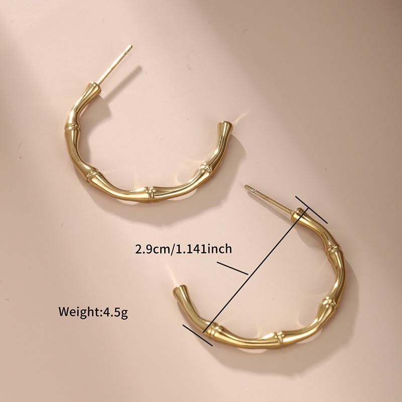 Pendientes de Acero Inoxidable con Nudo de Bambú en Forma de C, Estilo Minimalista Coreano, de Xuping Jewelry, para Mujer, Estilo Europeo y Americano, para el Verano