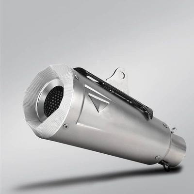 short stainless steel carbon fiber – Motorcycle exhaust pipe - silver-body-and-silver-cover-laser-mark
