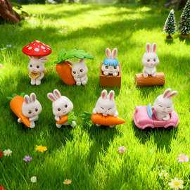 网红可爱卡通兔子车载摆件车饰品 微景观园艺造景装饰品PVC摆件