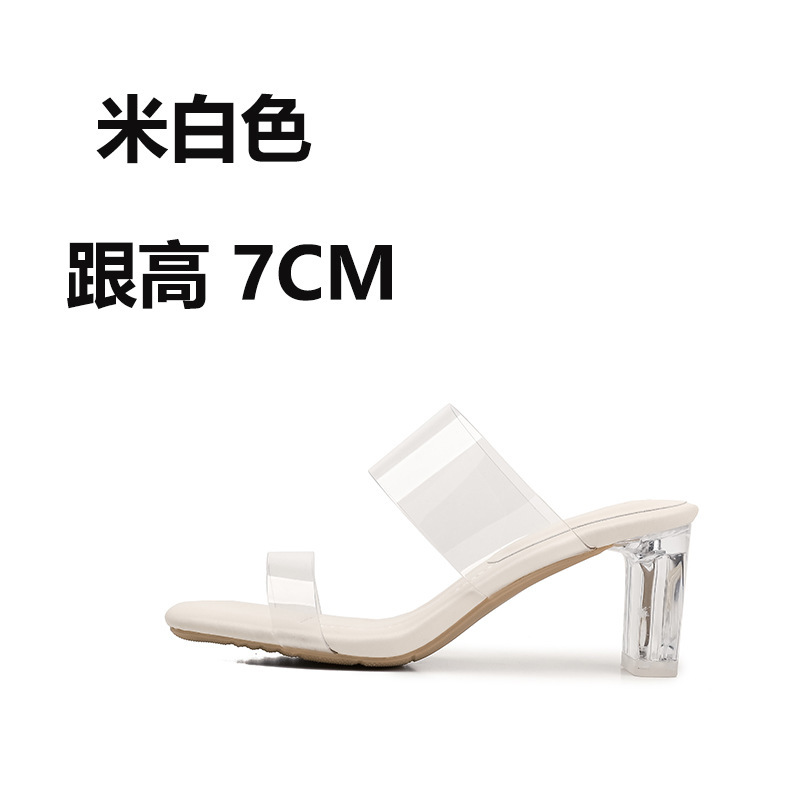 Sandallas de tacón alto transparentes con base suave para mujeres 2026 nuevas zapatillas frías de verano de talón medio de cristal de talón grueso image 14