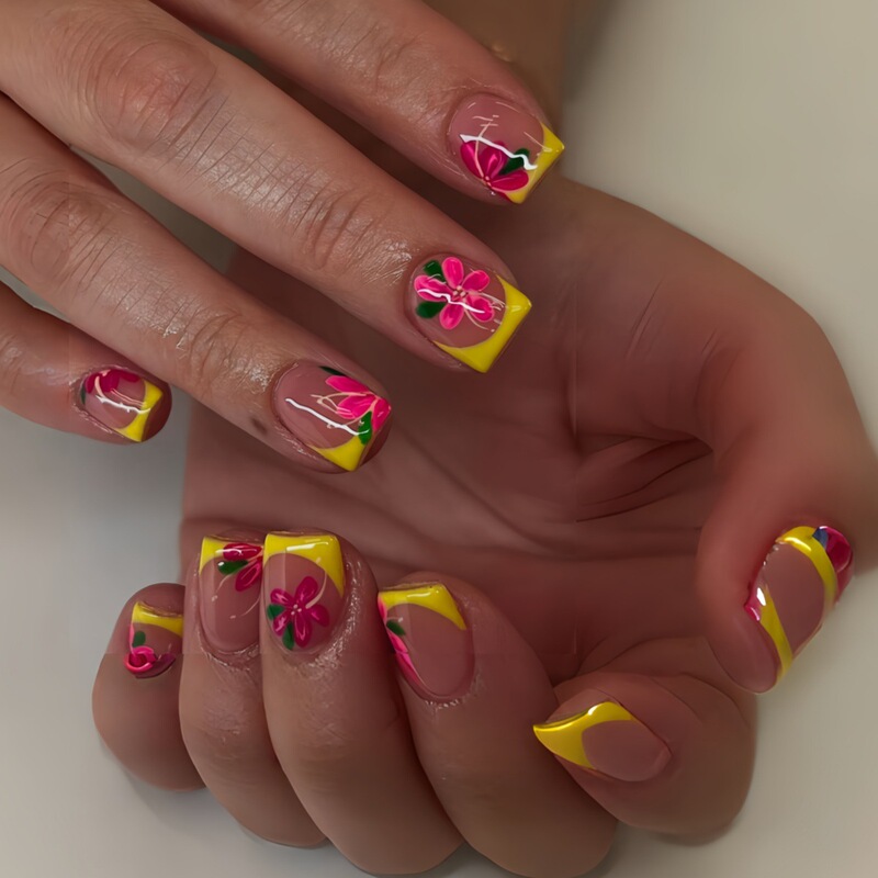European and American Autumn and Winter Fashion Cute Sweet Short European Square Oil Painting Style Gentle Small Flower Fashion Brightening Fake Nails European and American Autumn and Winter Fashion Cute Sweet Short European Square Oil Painting Style Gentle Small Flower Fashion Brightening Fake Nails