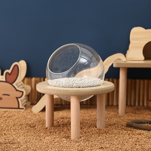 Hamster Landscape Supplies Gold Wire Bear Bathroom Glass Ball Toilet Cage Internal Furniture Real Wood Staircase Escape House