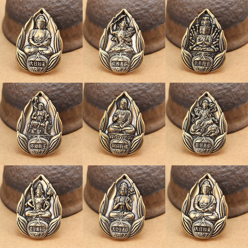 Brass Eight Guardian Gods Water Drop Brand Twelve Zodiac Buddha Guardian God Keychain Pendant Pendant Scenic Area