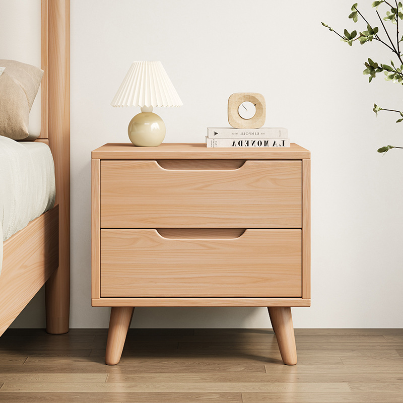 Mesita de noche nórdica de madera maciza, armario de almacenamiento moderno para dormitorio totalmente equipado, mesita de noche de estilo japonés, pequeño apartamento