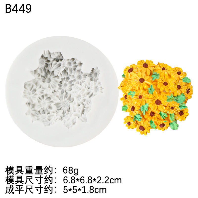 Lotus Lotus Little Chrysanthemum Flower Cluster Jabón Molde de silicona Calla Diy Decoración de pastel de fondant Molde de chocolate