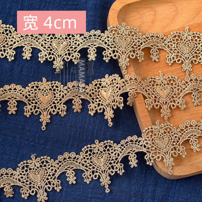 hilo de oro bordado soluble en agua rosa oro encaje encaje DIY ropa hecha a mano lolita accesorios fabricantes al por mayor