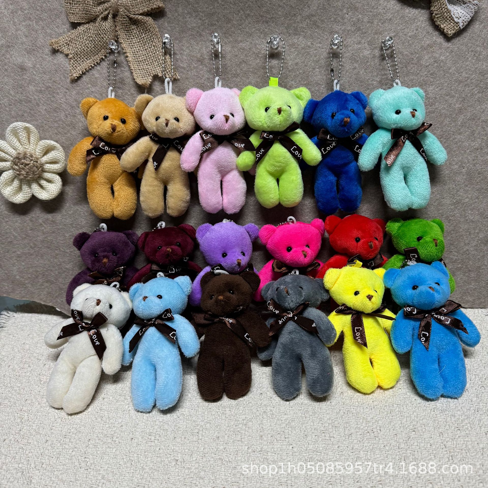 18-color plush bear keychain, teddy bear toy, bear keychain for backpacks and cars, blueberry pendant