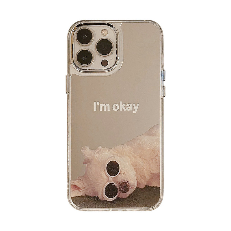 面白い犬 iphone16 に適した 14promax Apple 携帯電話ケース 15 電気メッキミラー 11 化粧鏡の発送|undefined