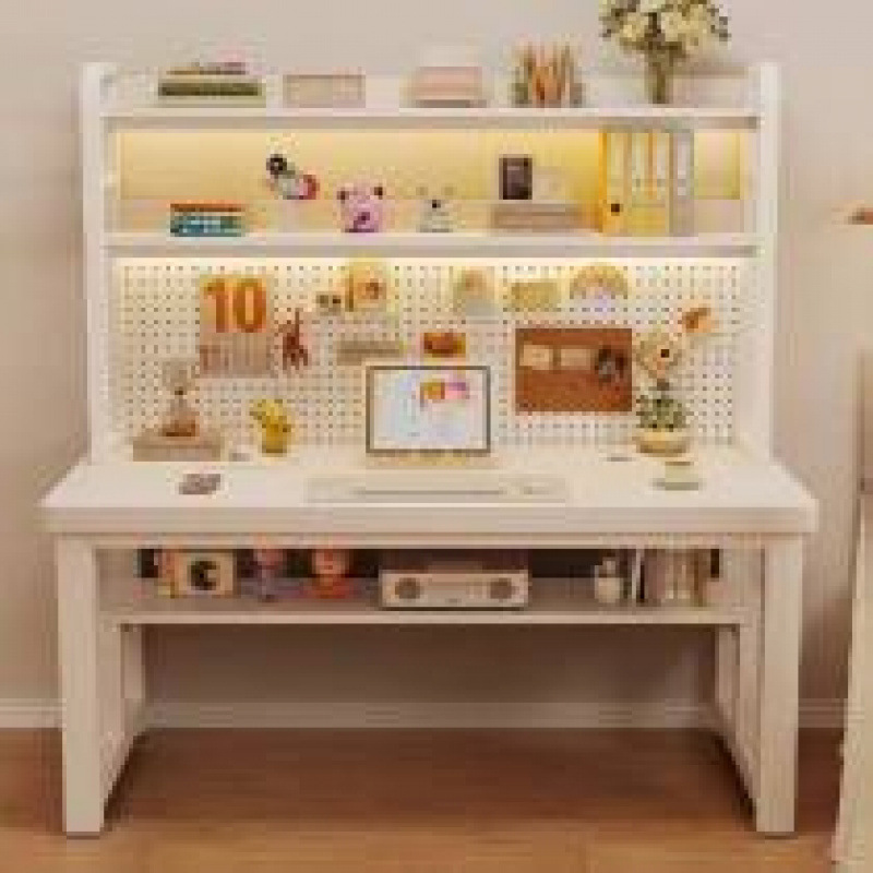 Computer desk for home use, suitable for students' bedrooms, a simple desk with a built-in bookshelf, a stylish writing desk with a pegboard for studying Computer desk for home use, suitable for students' bedrooms, a simple desk with a built-in bookshelf, a stylish writing desk with a pegboard for studying